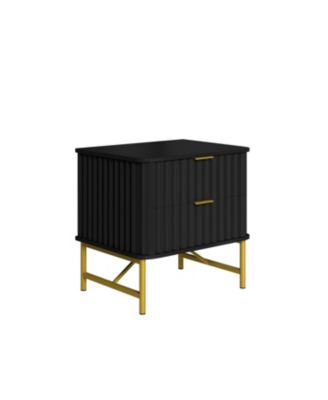 2-Drawer Nightstand with Metal Base