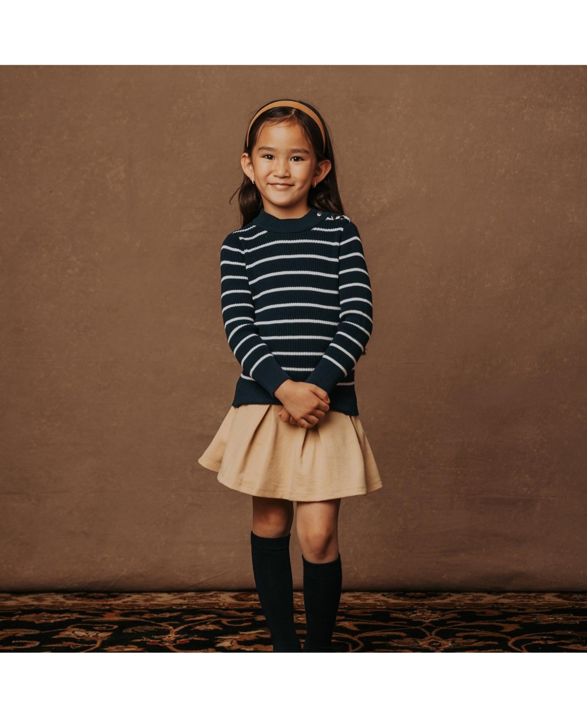 Hope & Henry Toddler Girls Ponte Pleated Uniform Skort
