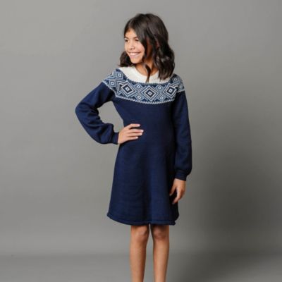 Toddler Girls Organic Fair Isle Raglan Sweater Dress