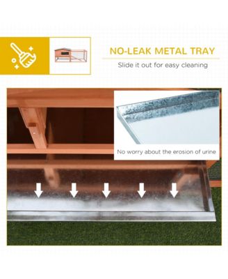 Rabbit Hutch 2-Story Bunny Cage Small Animal House with Slide Out Tray, Detachable Run, for Indoor Outdoor, 61.5" x 23" x 27", Natural