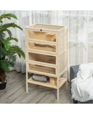 5-Tier Wooden Hamster Cage Mice Habitat Rat Habitat with Openable Top, Front Door and Storage Shelf