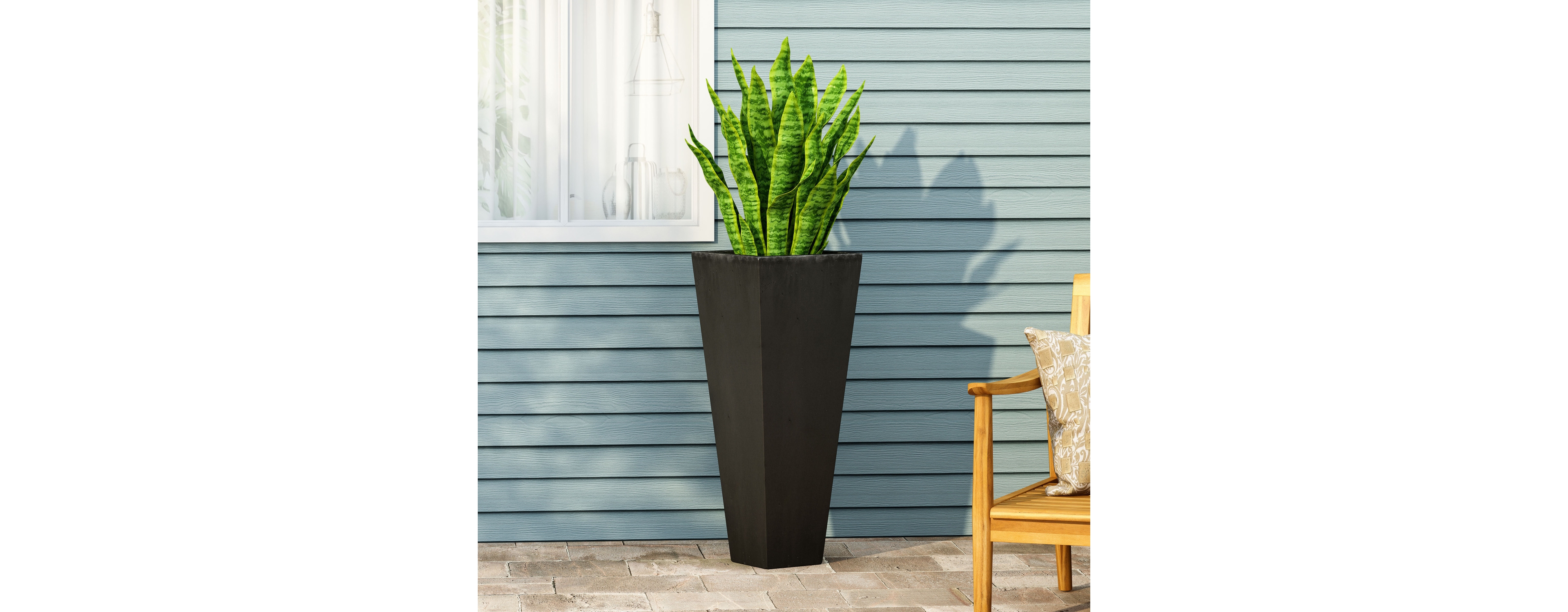 Streamdale Furniture 13" X 32.5" Outdoor Modern Mgo Cast Stone Planter, Black