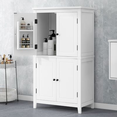 Freestanding 4-Door Bathroom Storage Cabinet