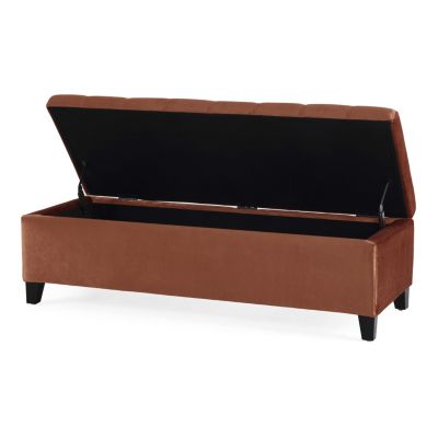 Velvet Ottoman with Lift-Top Storage and Button-Tufted Style