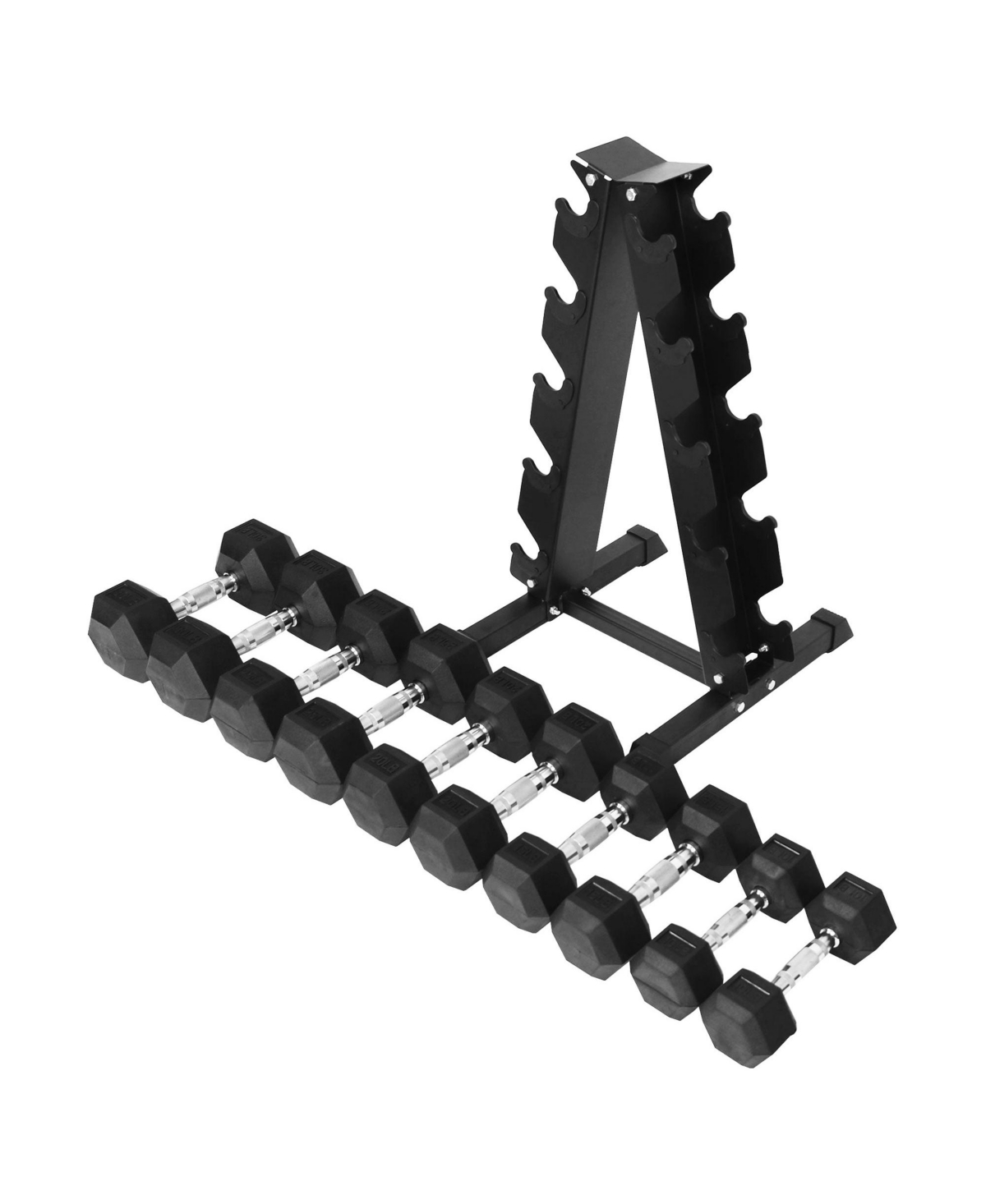 BalanceFrom Fitness BalanceFrom Signature Alloy Steel 200 lb Rubber Encased Hex Dumbbell Set, Black