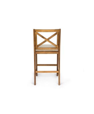 Streamdale Acacia Wood Outdoor Barstools With Water-Resistant Cushions (Set Of 2)