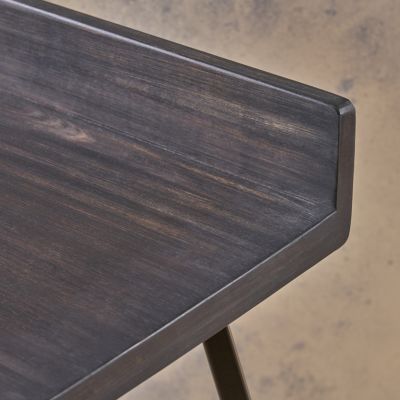 Streamdale Bidwell Acacia Wood And Iron Bar Stools With Footrests