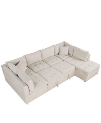 Oversized U-Shaped Sofa Bed with Pillows