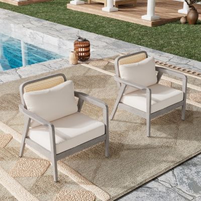 Streamdale Premium Acacia Wood Patio Club Chair w/ Waterproof Cushion