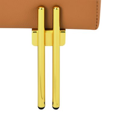 Streamdale Orange Leather Storage Ottoman with Golden Legs