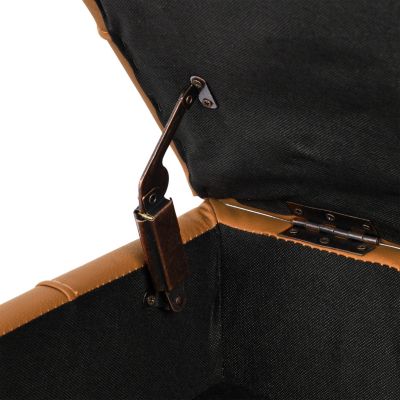 Streamdale Orange Leather Storage Ottoman with Golden Legs