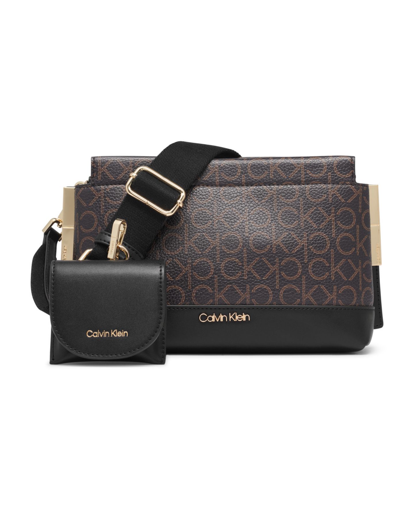 Женская сумка Calvin Klein Bianca Signature Adjustable Crossbody, цвет: Коричневый хаки / Чёрный — фото 1