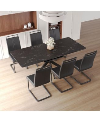 Extendable Dining Set for 6-8 with Soft Padded Chairs