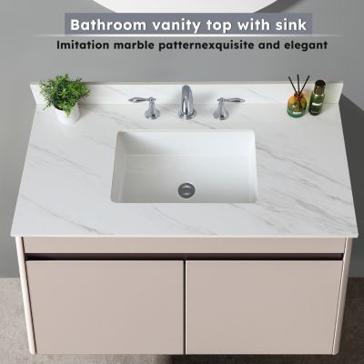 43" Marble Vanity Top with Sink and Backsplash undermount sink