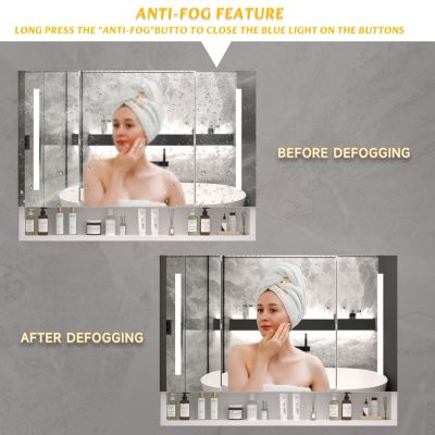 Streamdale Modern Bathroom Cabinet with Mirror, LED Lights, Storage