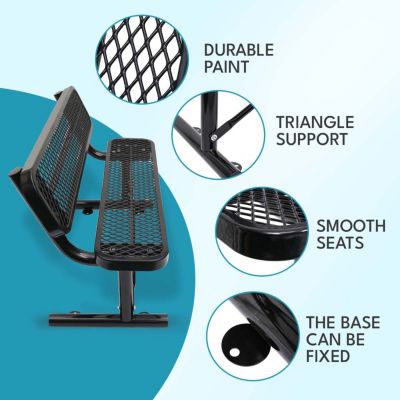 Streamdale 4 ft. Outdoor Steel Bench with Backrest in Black