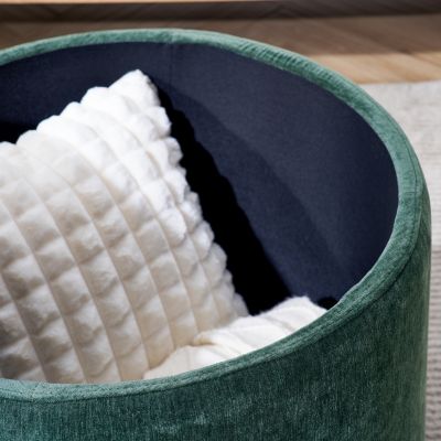 Chenille Storage Ottoman with Stool