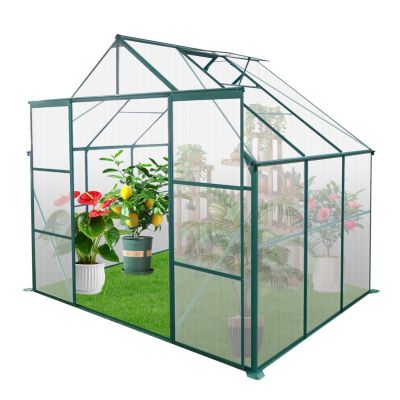 Streamdale 8x6ft Green Polycarbonate Greenhouse with Raised Base