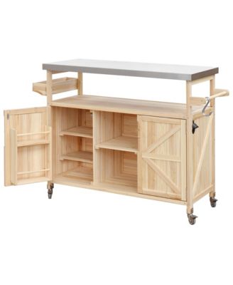  Farmhouse Outdoor Island Cart with Grill Top