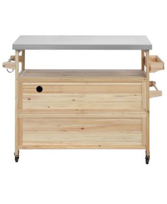  Farmhouse Outdoor Island Cart with Grill Top