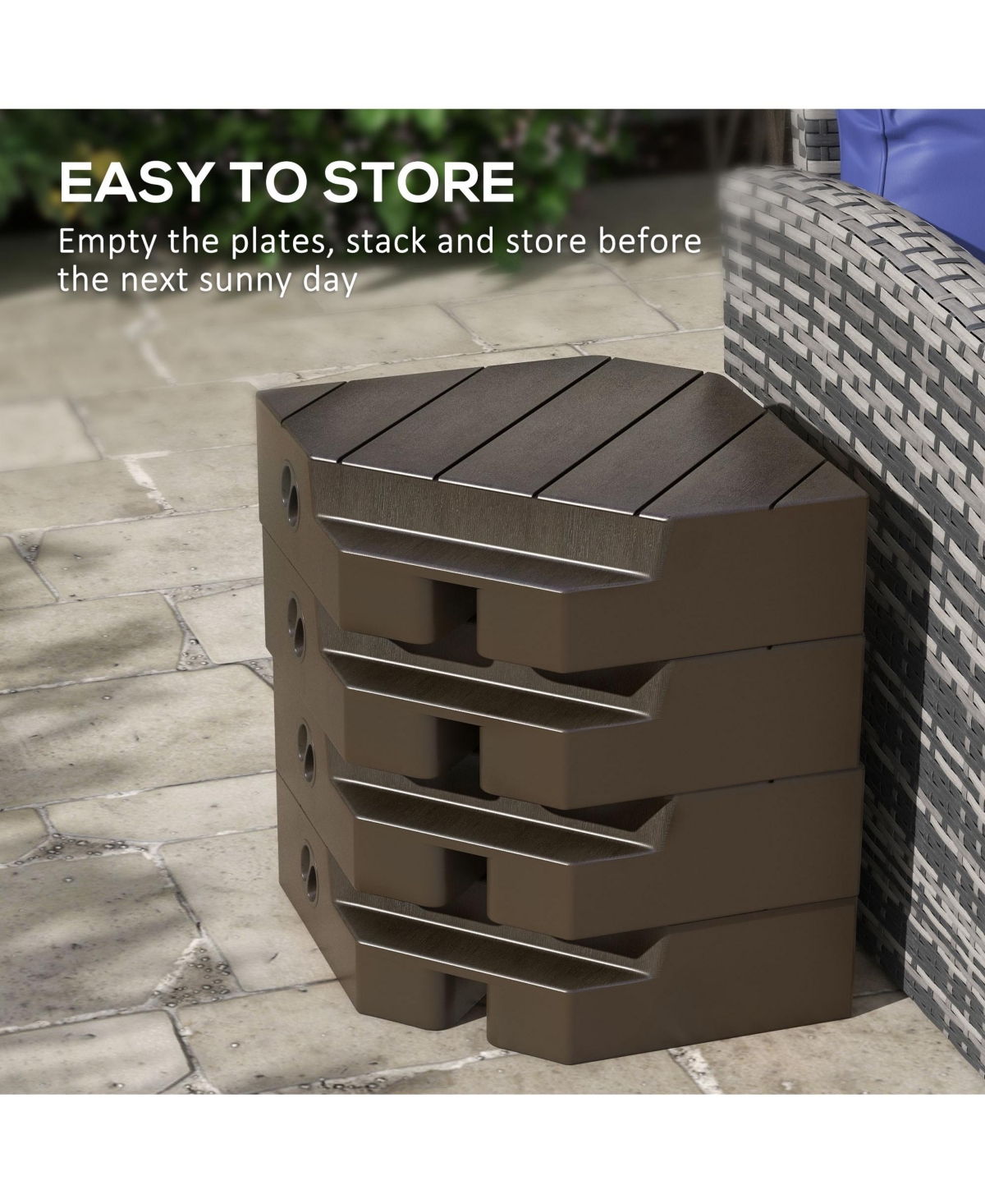 Streamdale Furniture 4 Piece Patio Cantilever Umbrella Base Weight Set, Outdoor Offset Umbrella Weights for Umbrella Stand, 132 lb. Capacity Water or