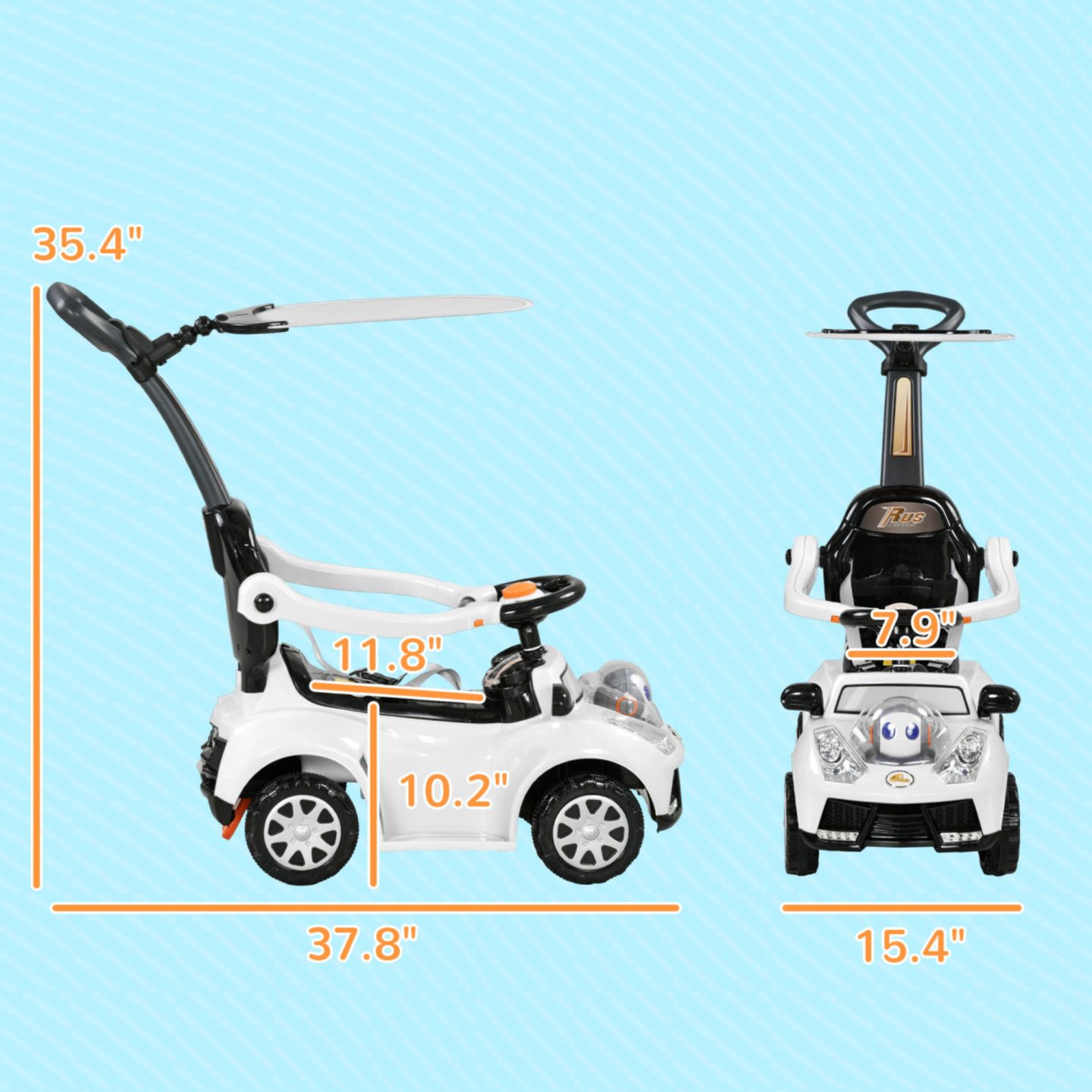 Детская игрушка Streamdale Furniture 3-in-1 Canopy Ride-On Push Car, 55 lbs. Capacity, Ages 1-3 — фото 3