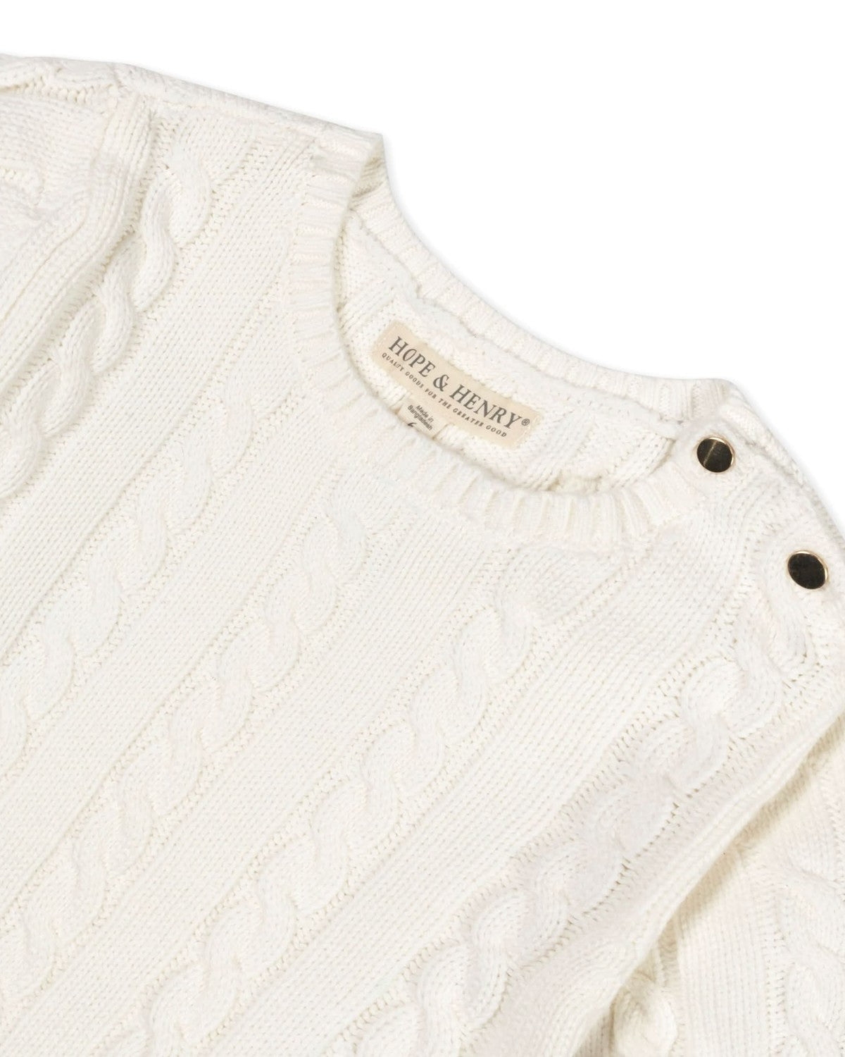 Hope & Henry Little Girls Organic Long Sleeve Schoolgirl Cable Sweater Dress