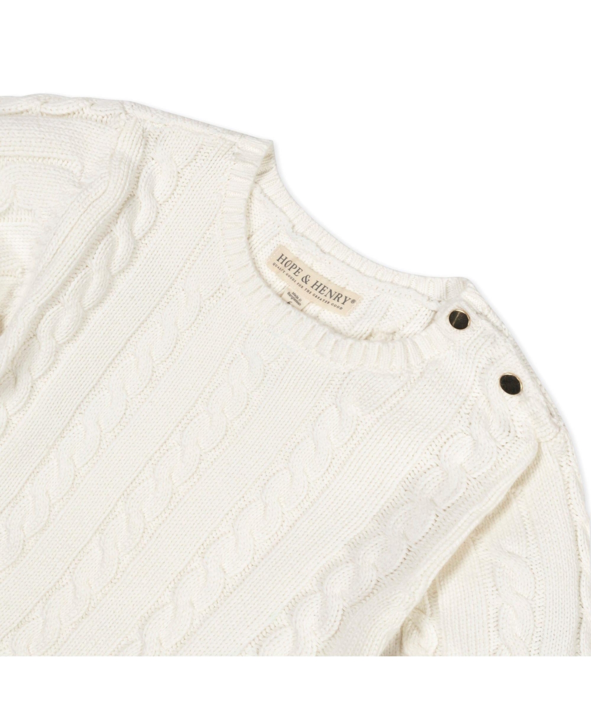 Hope & Henry Little Girls Organic Long Sleeve Schoolgirl Cable Sweater Dress