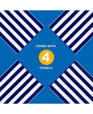 Striped Towel - Absorbent, 100% Cotton Towels - Oversized Towels for Beach Essentials - Quick-Dry Swimming Towels - Soft Towels with Striped Design - 32" x 62", Turquoise (4 Pack)