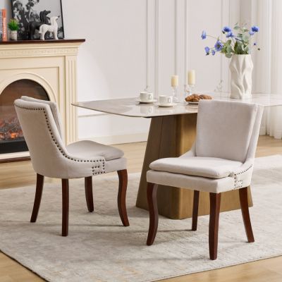  Modern Chenille Dining Chairs, Set of 2
