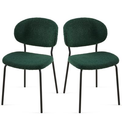  Boucle Fabric Dining Chairs (Set of 2) with Metal Legs