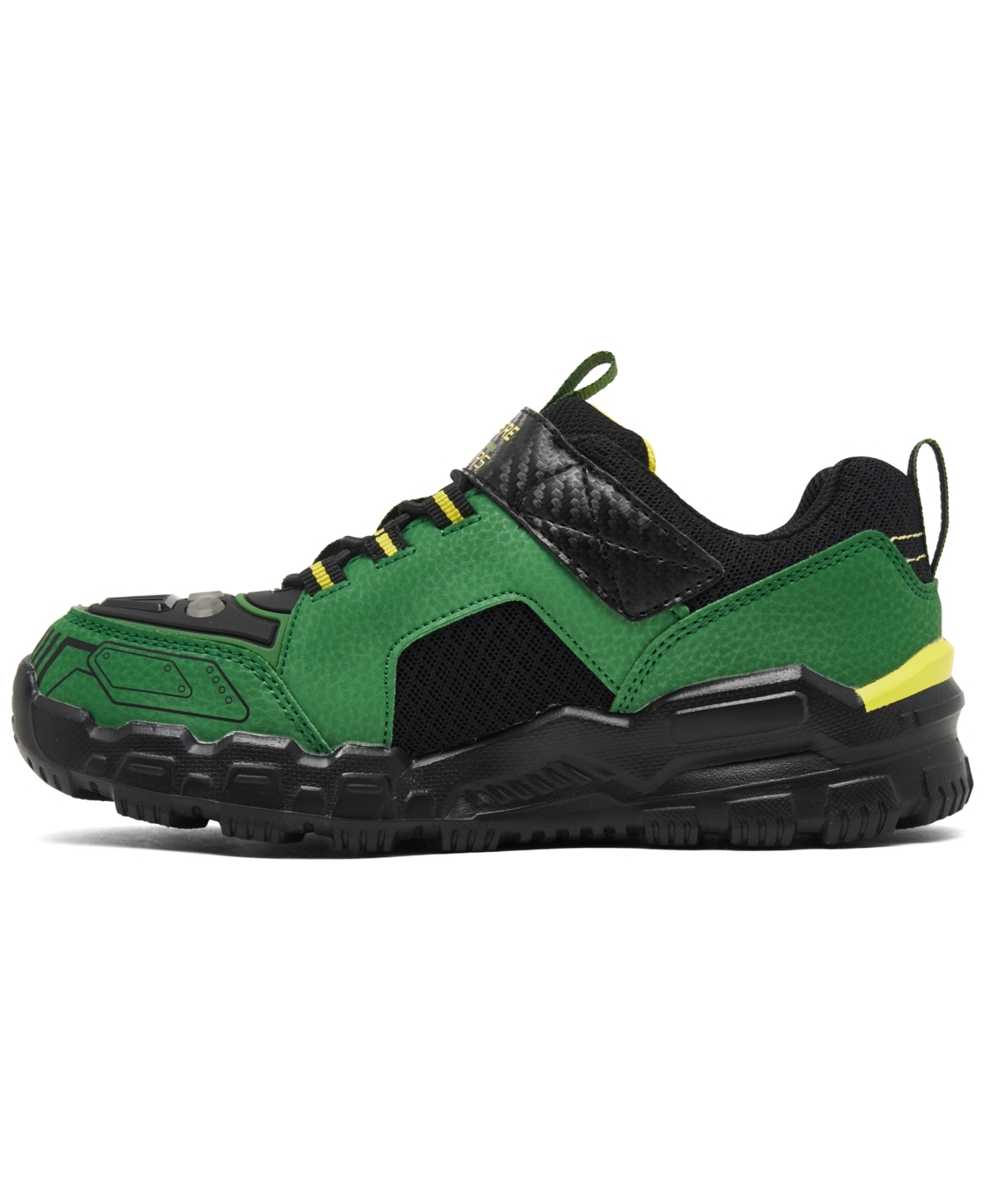 Skechers Little Boys John Deere: Adventure Track Rugged Brights Light-up Fastening Strap Casual Sneakers From In Green,black