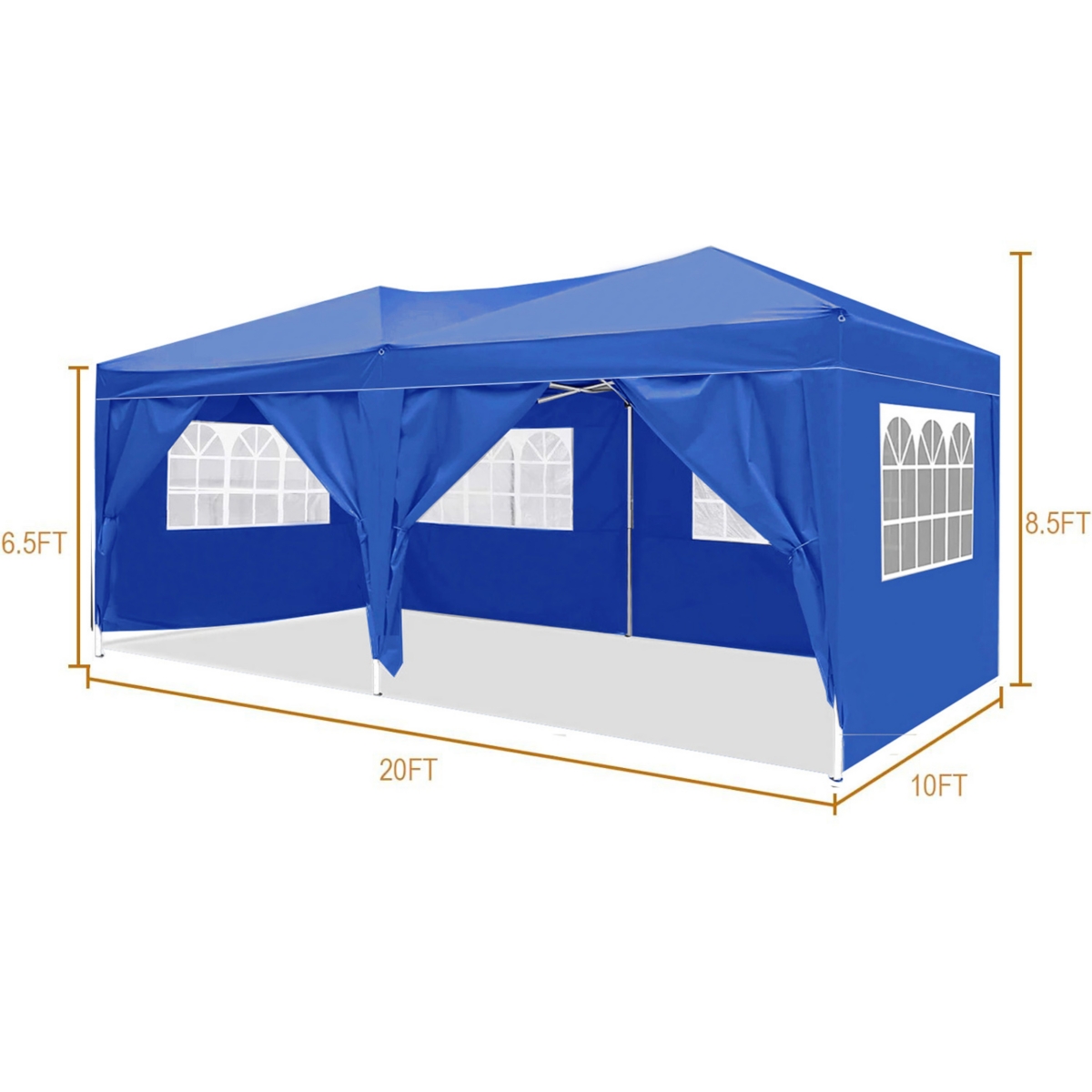 Streamdale Furniture 10'x20' Folding Canopy with 6 Removable Sidewalls Outdoor Event Shelter Upf 50+ Gazebo Portable Tents for Parties Beach Camping W