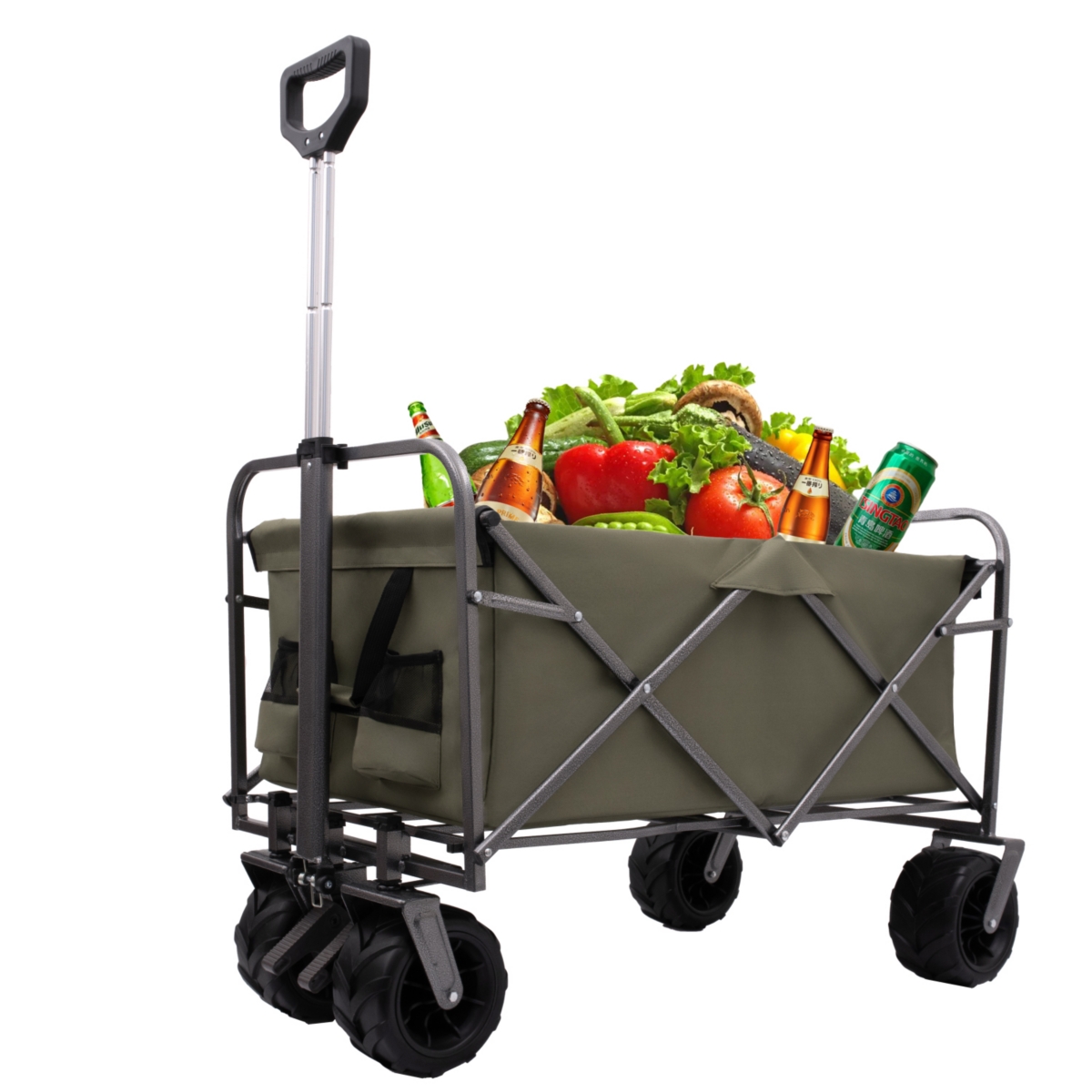 Streamdale Furniture Outdoor Garden Park Utility kids wagon portable beach trolley cart camping foldable with big wheels folding wagon