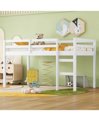 Twin Loft Bed with Ladder and Strong Slats.
