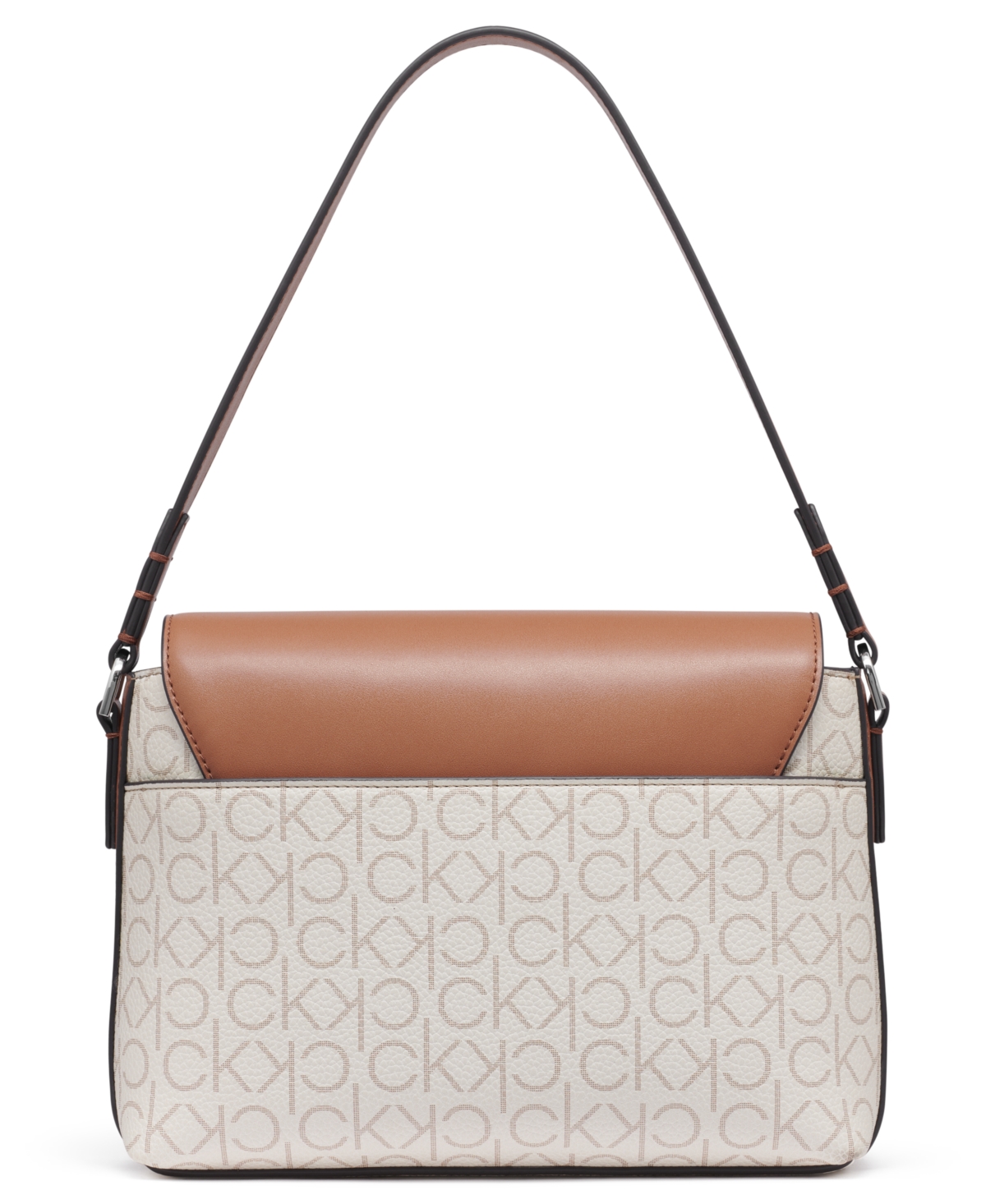 Calvin Klein Millie Signature Flap Convertible Small Shoulder Bag In Van Khk,caramel