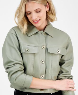 Women's Button-Front Leather Jacket