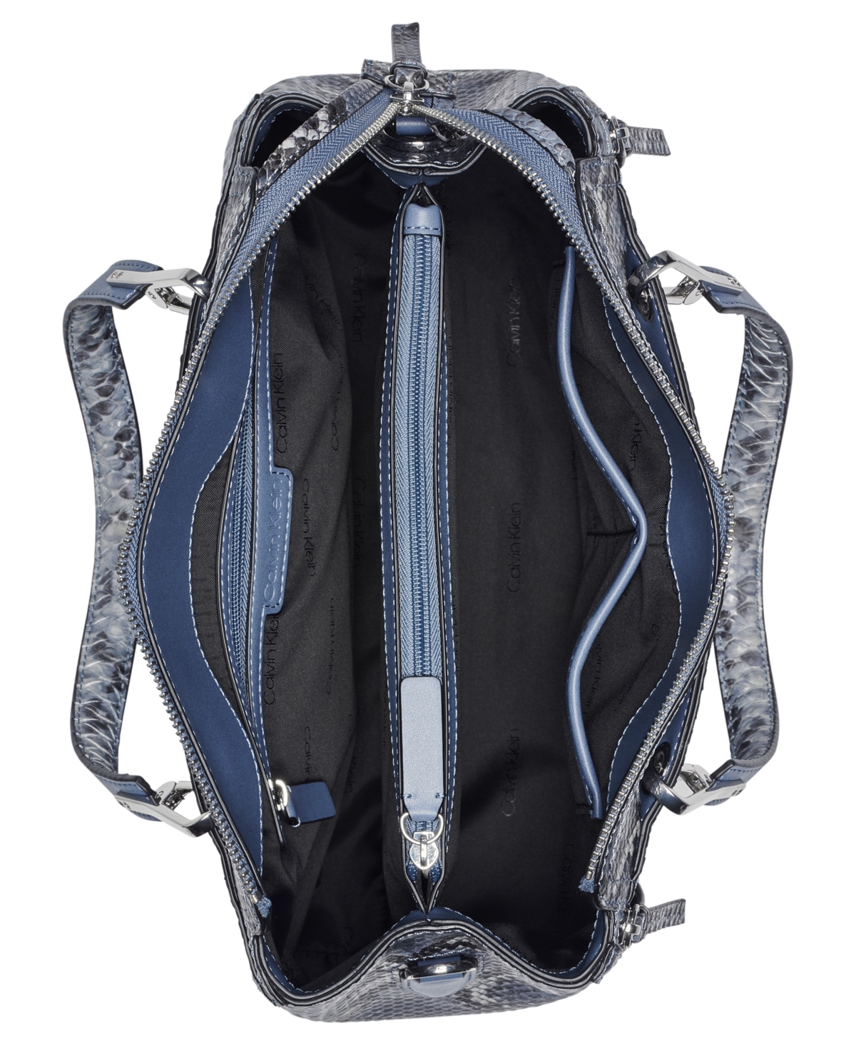 Calvin Klein Garnet Convertible Triple Compartment Satchel Bag In Blue Multi