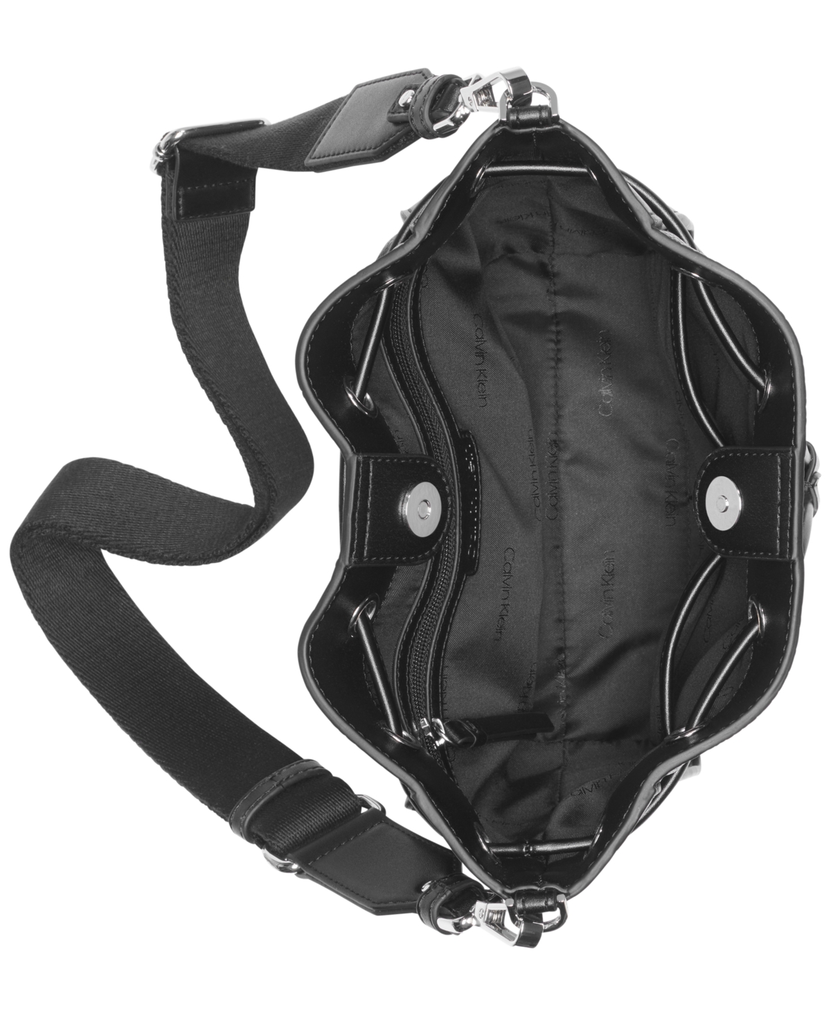 Calvin Klein Holt Drawstring Small Crossbody Bag In Black,silver