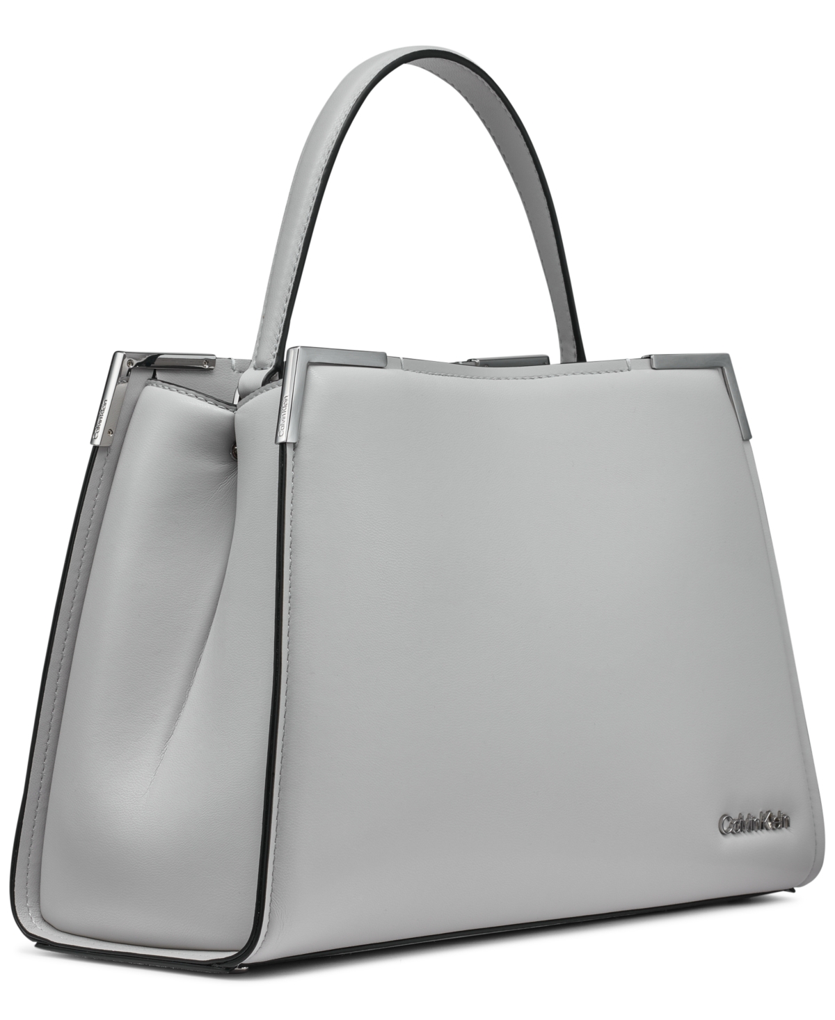 Calvin Klein Mica Top Handle Convertible Satchel In Dove Gray