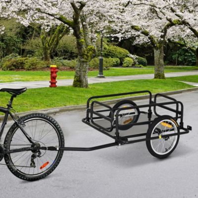 Bike Cargo Trailer for Hefty Loads, Foldable Compact Storage, Universal Hitch, Bike Wagon Bike Trailer Bicycle Cargo Trailer Bike Attachment with 16&amp;#x22; Wheels, Heavy-Duty, Black