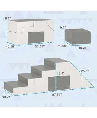Foam Play Set for Toddlers and Children, Easy-to-clean 2 Piece Soft & Safe Kids Climbing Set for Crawling or Sliding, Light Gray