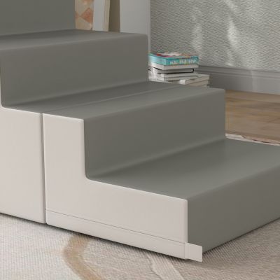 Foam Play Set for Toddlers and Children, Easy-to-clean 2 Piece Soft & Safe Kids Climbing Set for Crawling or Sliding, Light Gray