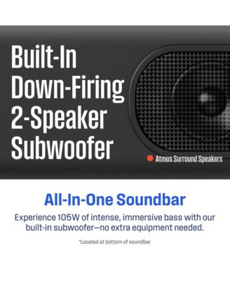 3.1.2 Channel All-in-One Soundbar with Dolby Atmos and Dolby Digital Plus, Built-in Subwoofer and Dolby Atmos Height Speakers, Bluetooth and is Roku TV Ready