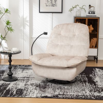 Streamdale Gold-Stamped Velvet Recliner w/ Phone Holder