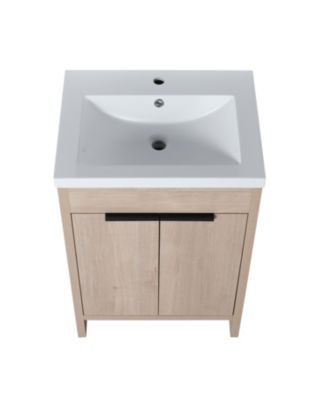 Eco-Friendly Freestanding Bathroom Vanity with Adjustable Shelves and Soft-Closing Doors