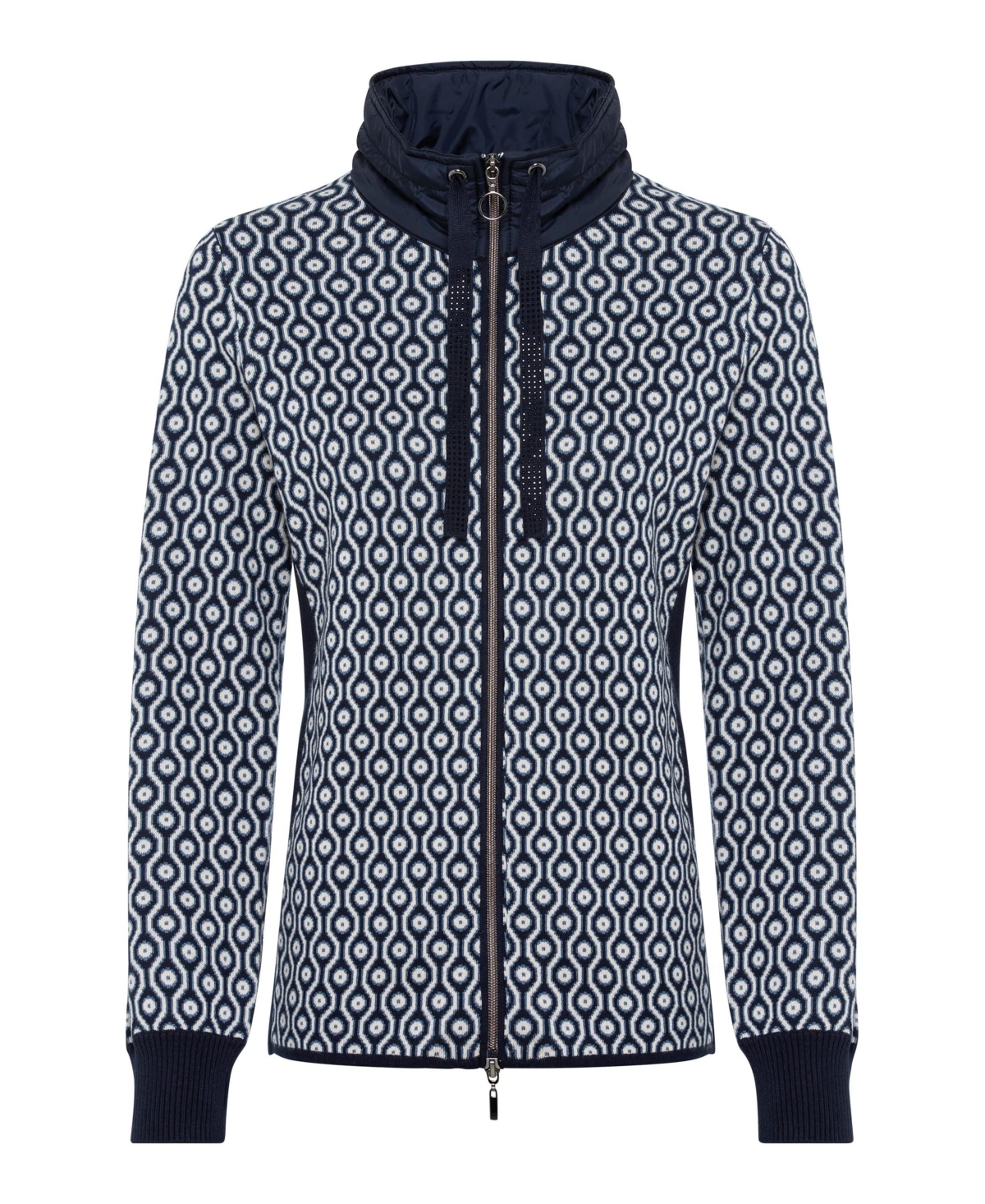 Olsen Women's Cotton Blend Geo Zip Front Cardigan