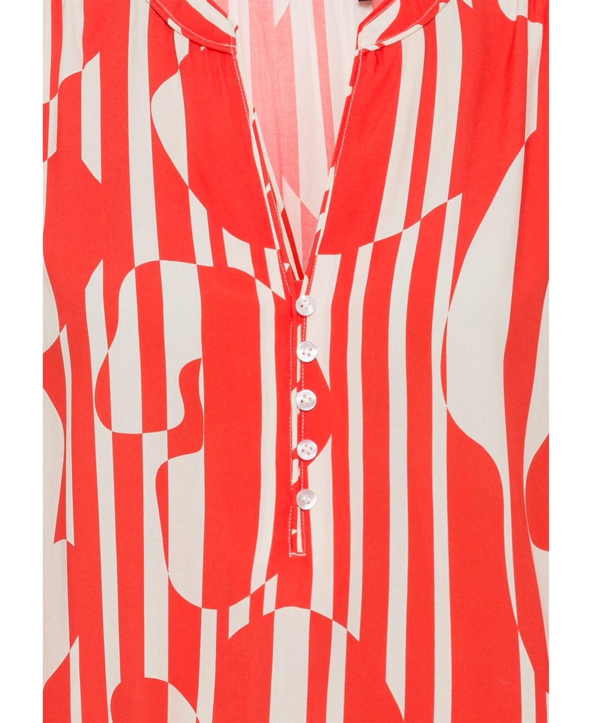 Olsen 100% Viscose Long Sleeve Geo Blouse