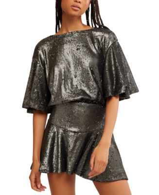 Free People Women's Manuka Sequin Flutter-Sleeve Mini Dress - Macy's