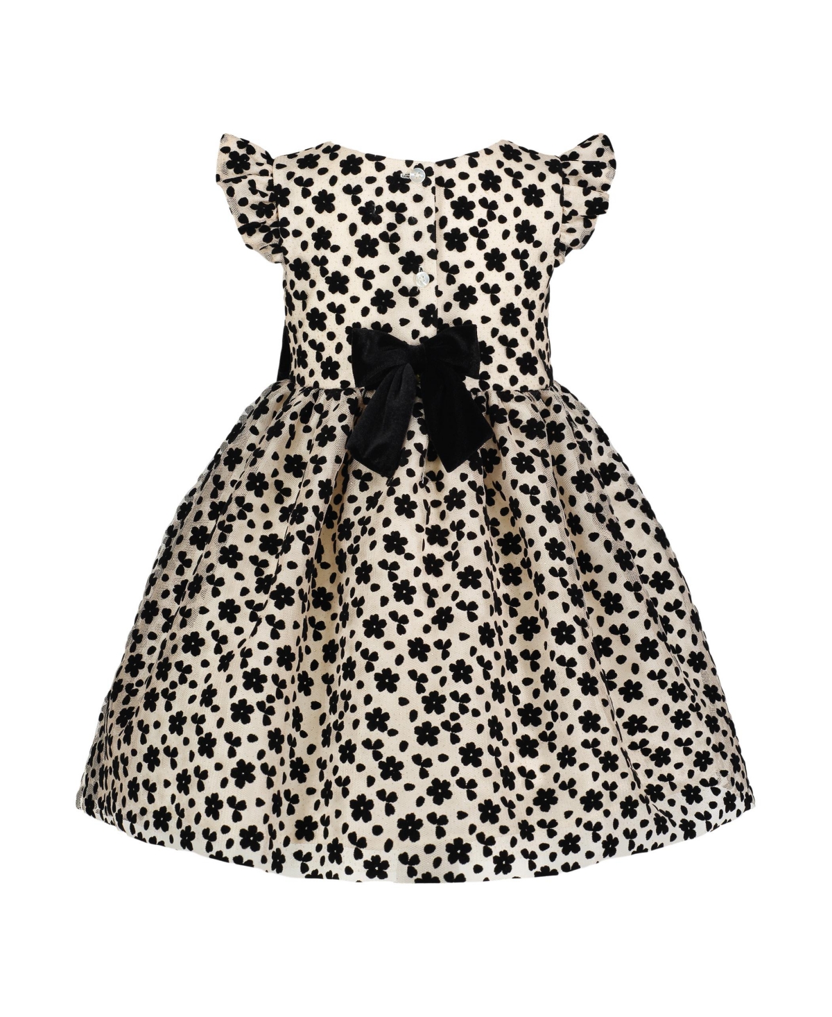 Blueberi Boulevard Toddler and Little Girls Fit-and-Flare Flocked Floral Flutter Sleeve Dress